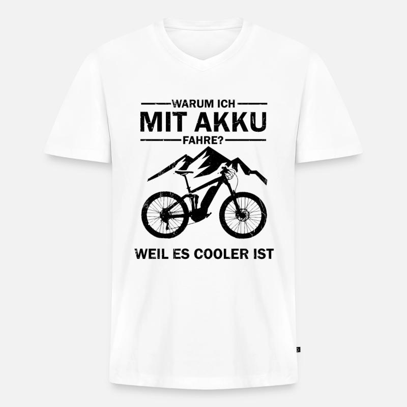 E-Bike E-Mtb Elektrofahrrad Ebike - Männer Premium Bio T-Shirt mit V-Ausschnitt - Weiß