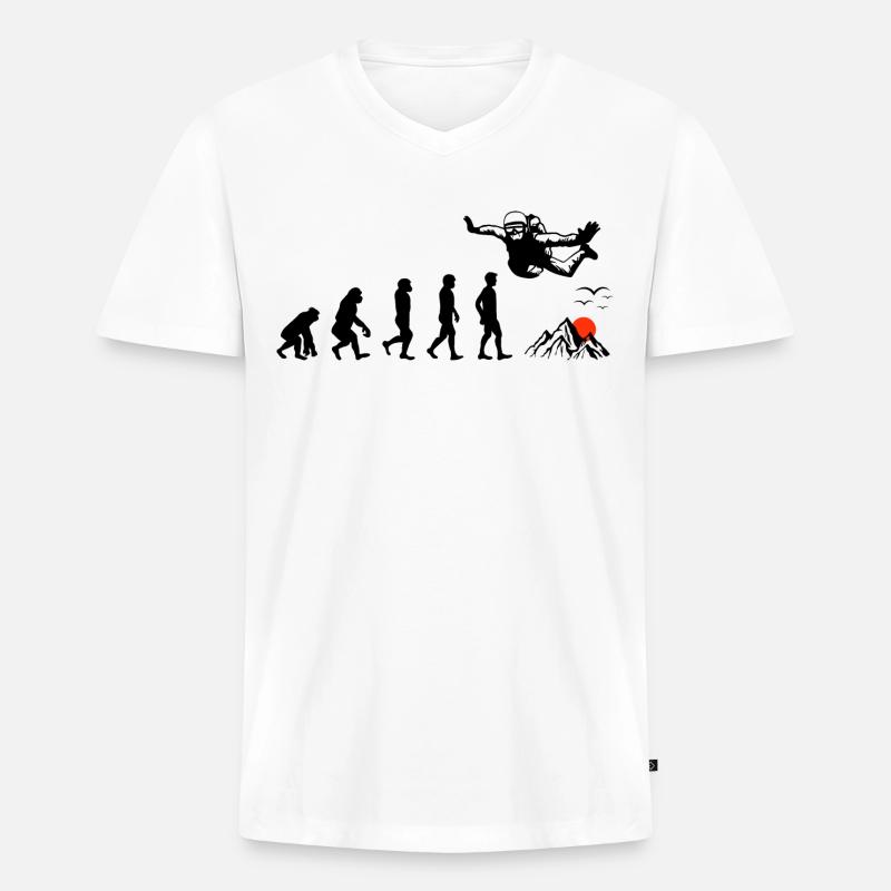 Fallschirmspringen Evolution - Männer Premium Bio T-Shirt mit V-Ausschnitt - Weiß