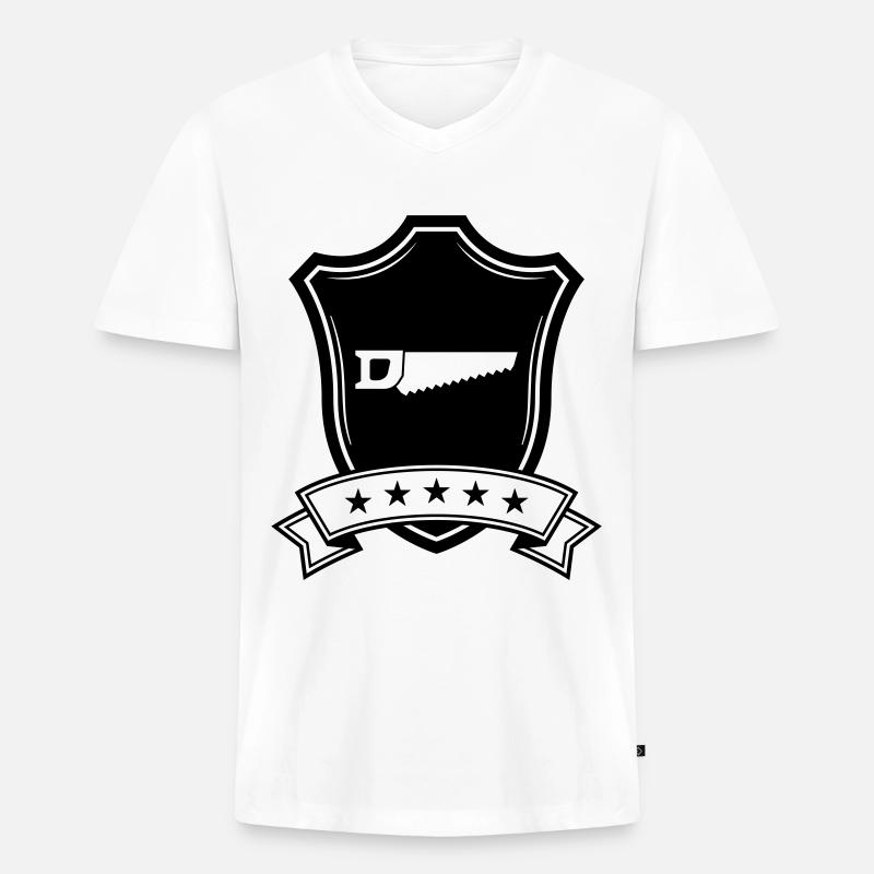 Säge icon wappen - Männer Premium Bio T-Shirt mit V-Ausschnitt - Weiß