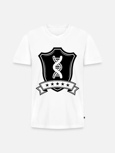 Dna Wappen - Männer Premium Bio T-Shirt mit V-Ausschnitt - Weiß