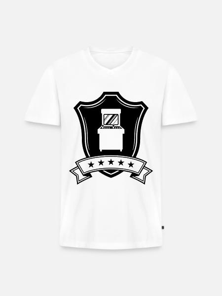 Arcade Retro Gamer Crest - Men's Premium Organic T-shirt with V-neck - white