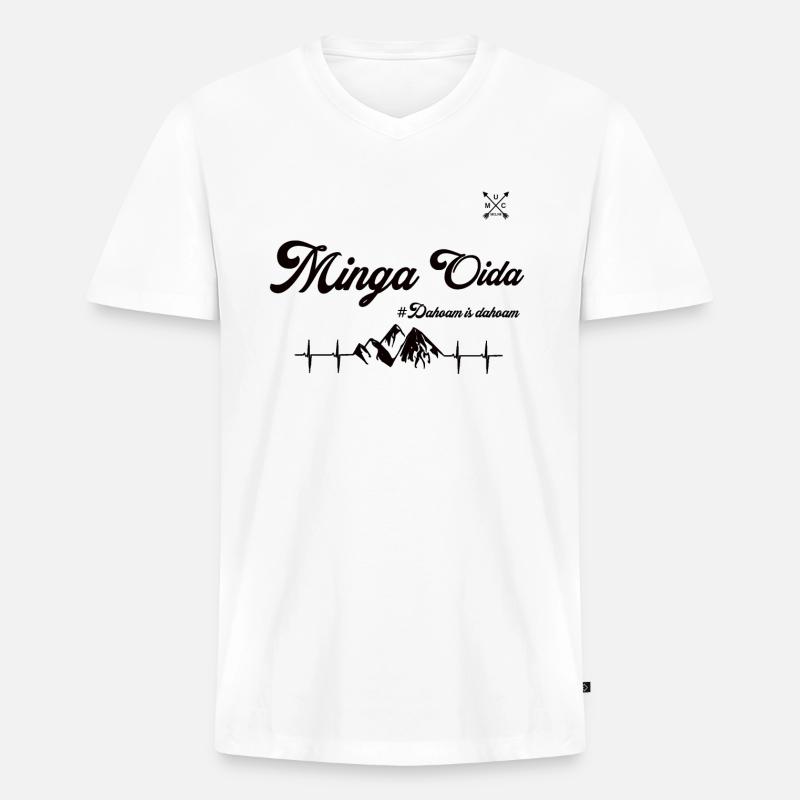 Minga Oida Stuff - Männer Premium Bio T-Shirt mit V-Ausschnitt - Weiß