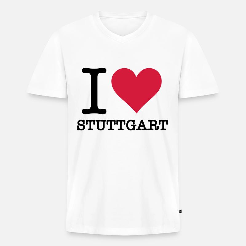 Ich liebe Stuttgart - Männer Premium Bio T-Shirt mit V-Ausschnitt - Weiß