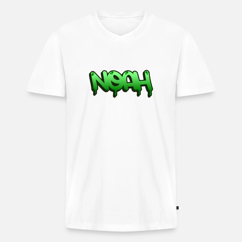Graffiti Name Noah - Männer Premium Bio T-Shirt mit V-Ausschnitt - Weiß