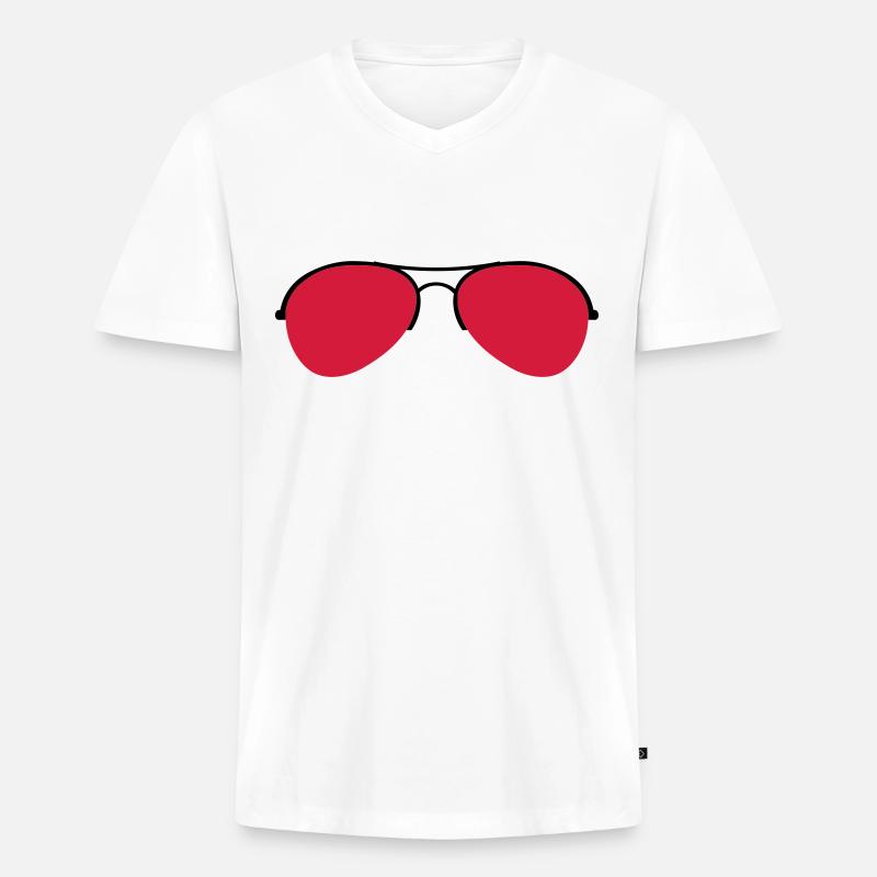 Die Flieger Brille - Männer Premium Bio T-Shirt mit V-Ausschnitt - Weiß