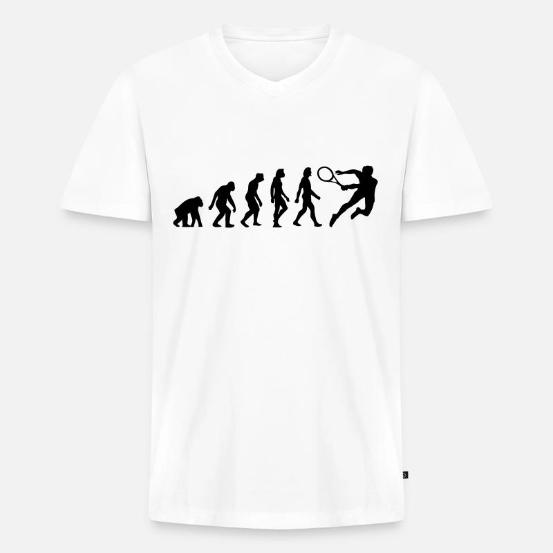Die Evolution von Tennis - Männer Premium Bio T-Shirt mit V-Ausschnitt - Weiß
