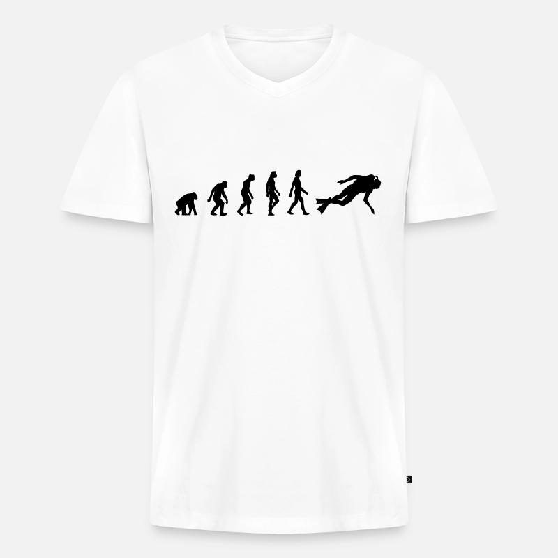 L évolution de la Plongée - T-shirt encolure en V Premium bio Homme - blanc