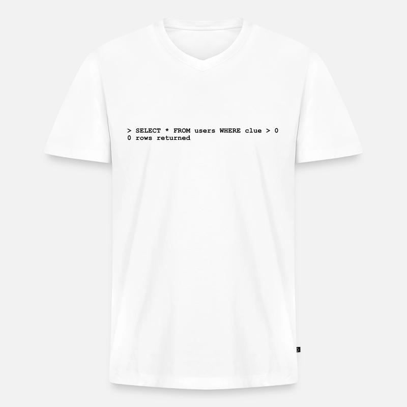 Coder No Clue (1c, NEU) - T-shirt encolure en V Premium bio Homme - blanc