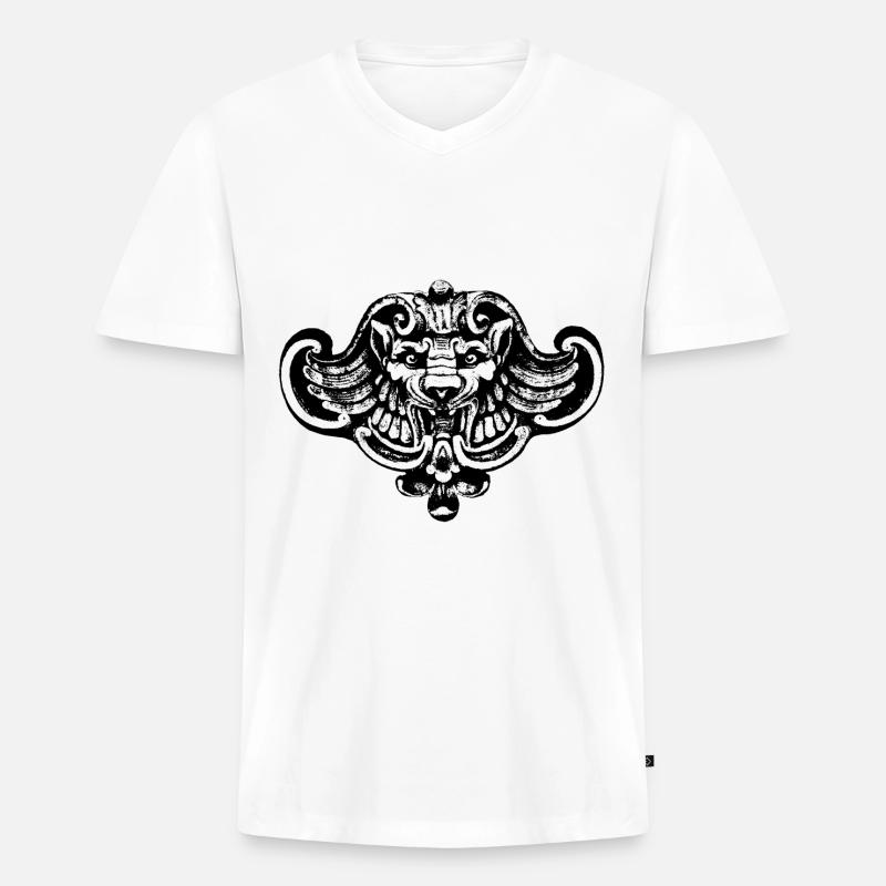 Geflügelter Löwe oder Wolf / Chimäre - Männer Premium Bio T-Shirt mit V-Ausschnitt - Weiß