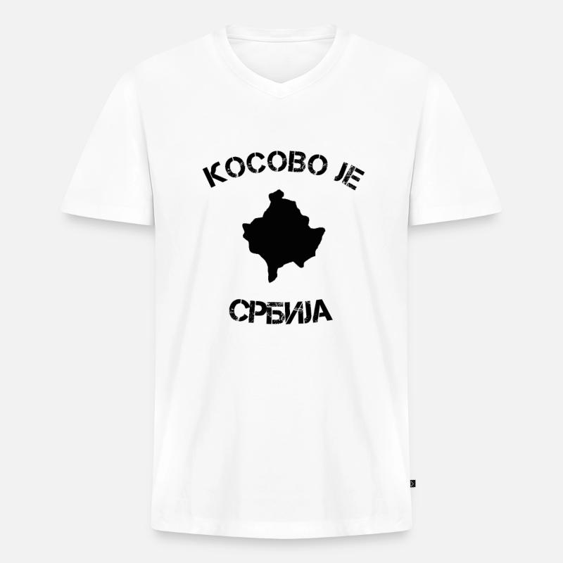 Serbien! - Männer Premium Bio T-Shirt mit V-Ausschnitt - Weiß
