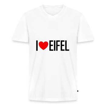 Eifel! - Männer Premium Bio T-Shirt mit V-Ausschnitt - Weiß - Vorne - Nico (187cm)