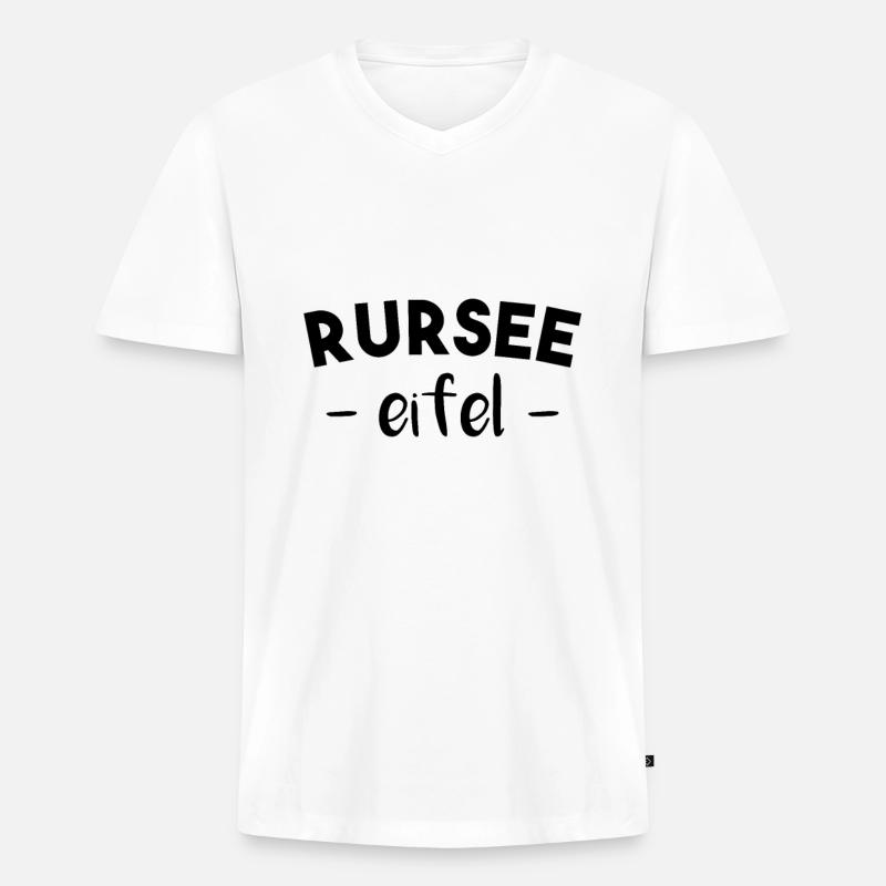 Rursee in der Eifel! - Männer Premium Bio T-Shirt mit V-Ausschnitt - Weiß