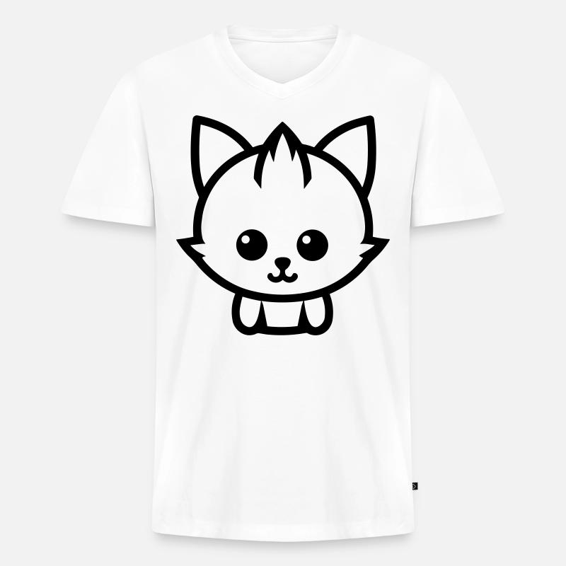 Fuchs - Männer Premium Bio T-Shirt mit V-Ausschnitt - Weiß