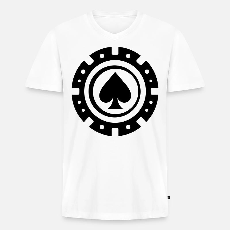 Poker-Chip - Männer Premium Bio T-Shirt mit V-Ausschnitt - Weiß