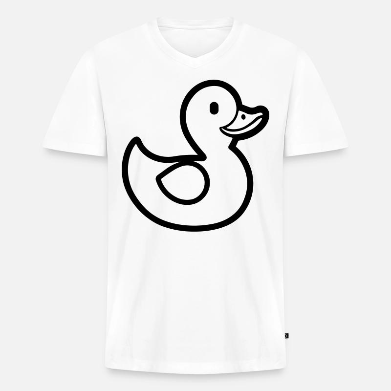 Ente - Männer Premium Bio T-Shirt mit V-Ausschnitt - Weiß