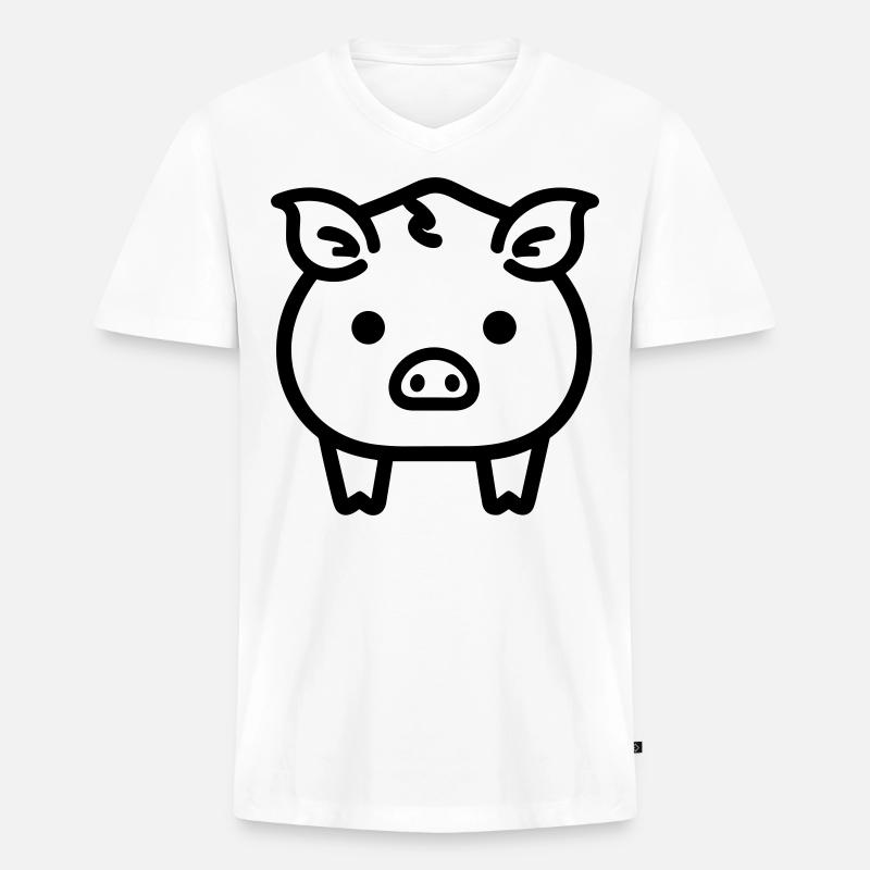 Schwein - Männer Premium Bio T-Shirt mit V-Ausschnitt - Weiß