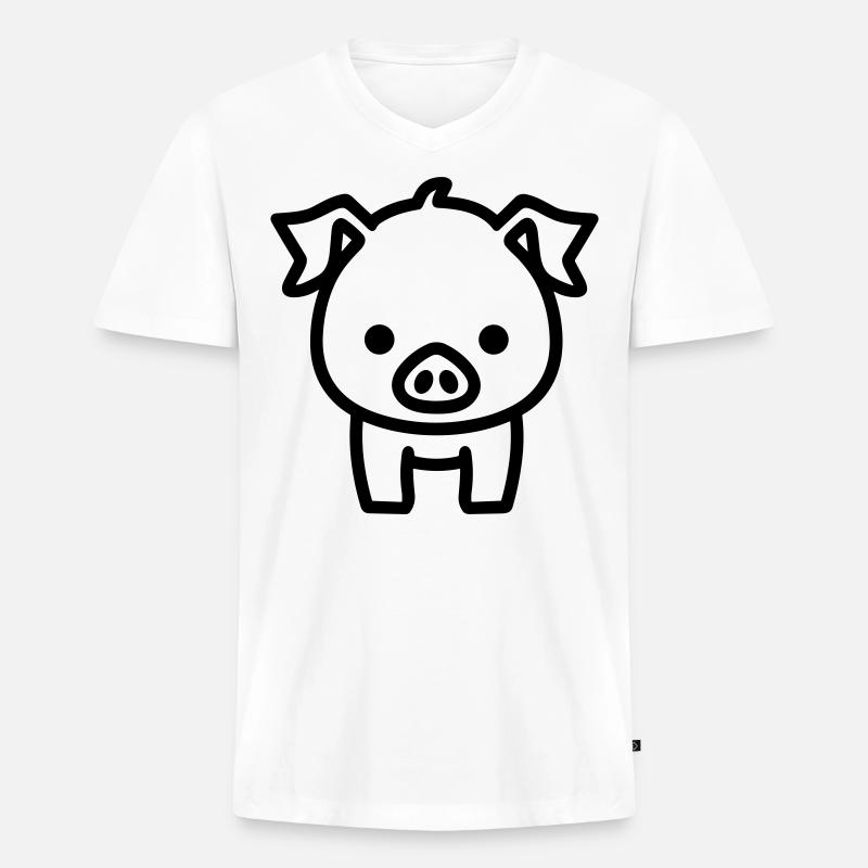 Schwein - Männer Premium Bio T-Shirt mit V-Ausschnitt - Weiß