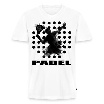 Padel - Men's Premium Organic T-shirt with V-neck - white - Front - Nico (187cm)