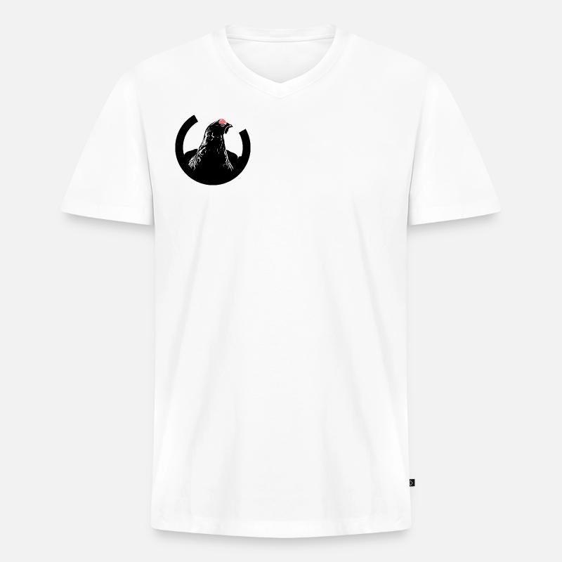 Birkhahn - Männer Premium Bio T-Shirt mit V-Ausschnitt - Weiß