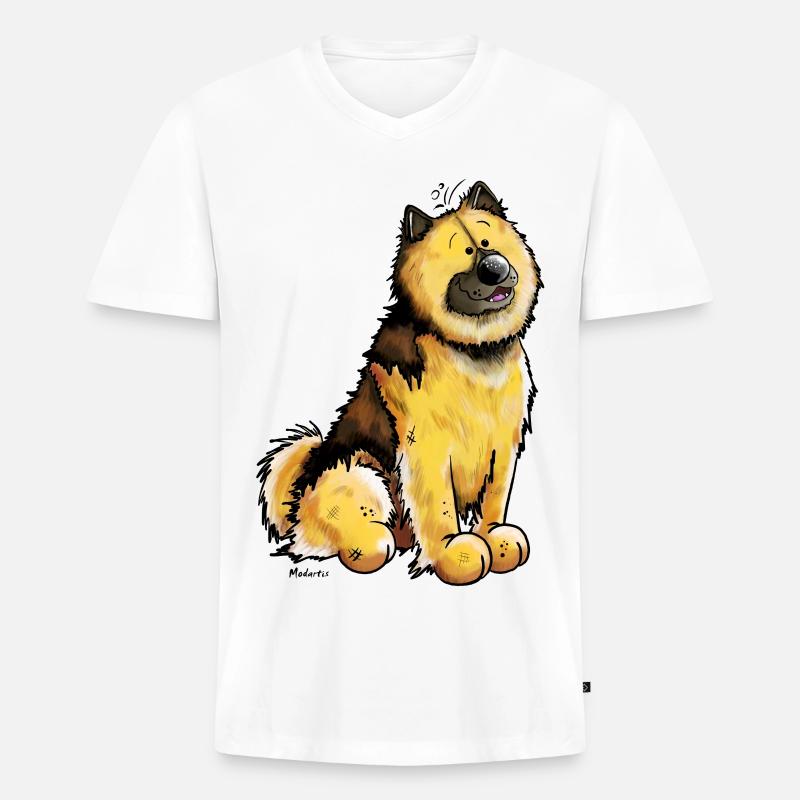 Stolzer Eurasier - Männer Premium Bio T-Shirt mit V-Ausschnitt - Weiß