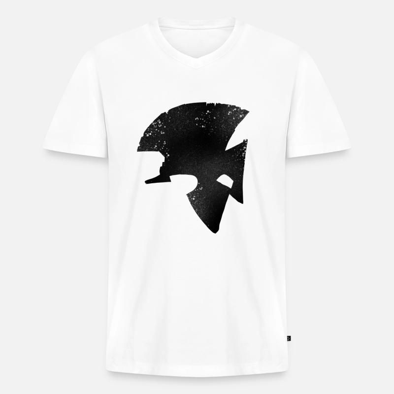 Schwarzer Helm eines Römers - Männer Premium Bio T-Shirt mit V-Ausschnitt - Weiß