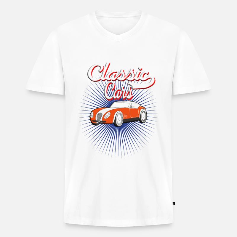 Automobil Auto Oldtimer Klassik - Männer Premium Bio T-Shirt mit V-Ausschnitt - Weiß