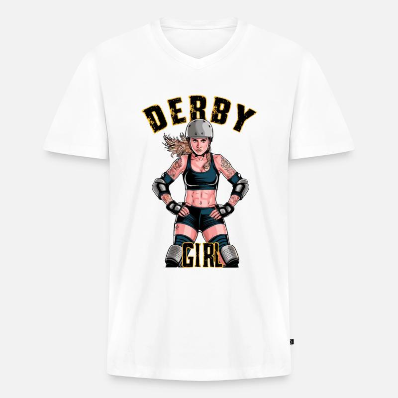 Rollschuhe Roller Derby Rollschuhfahren - Männer Premium Bio T-Shirt mit V-Ausschnitt - Weiß