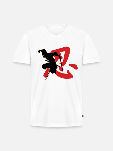 Ninja - T-shirt encolure en V Premium bio Homme - blanc