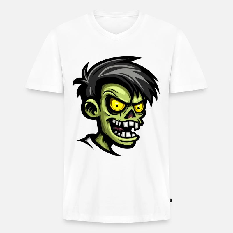 Zombie Halloween Comic - Männer Premium Bio T-Shirt mit V-Ausschnitt - Weiß