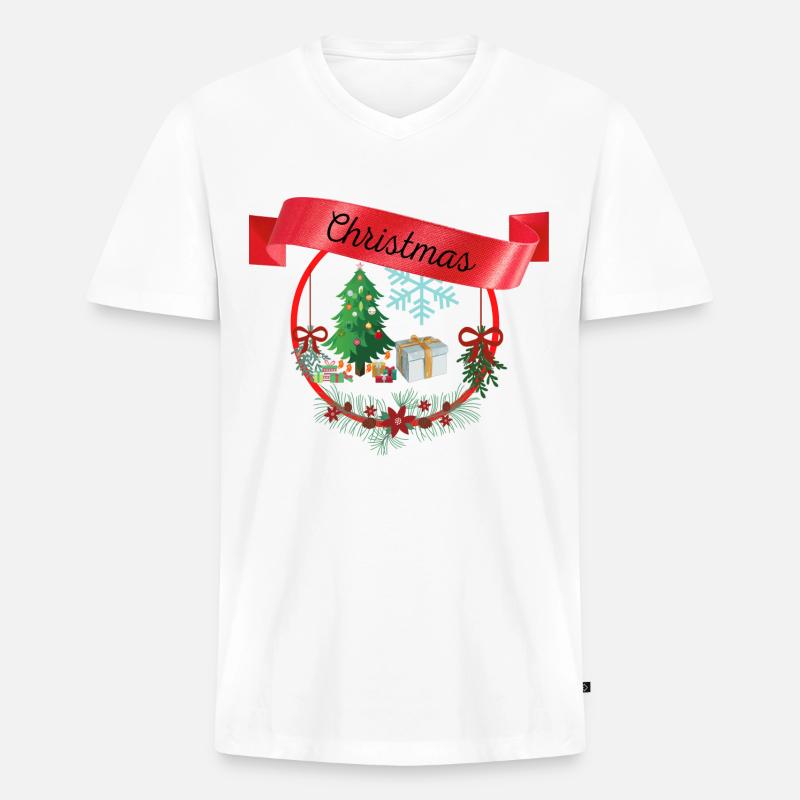 Christmas I - Männer Premium Bio T-Shirt mit V-Ausschnitt - Weiß