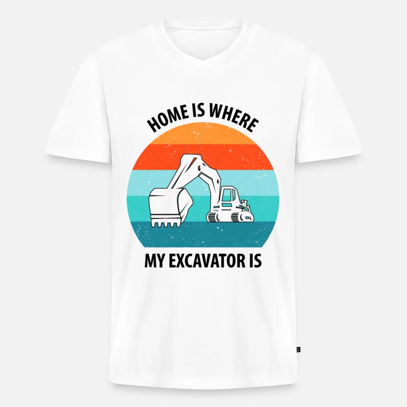 Bagger Baggerfahrer Baggerwagen - Männer Premium Bio T-Shirt mit V-Ausschnitt - Weiß