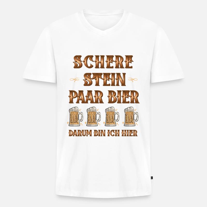 Trinkspruch JGA Malle - Männer Premium Bio T-Shirt mit V-Ausschnitt - Weiß