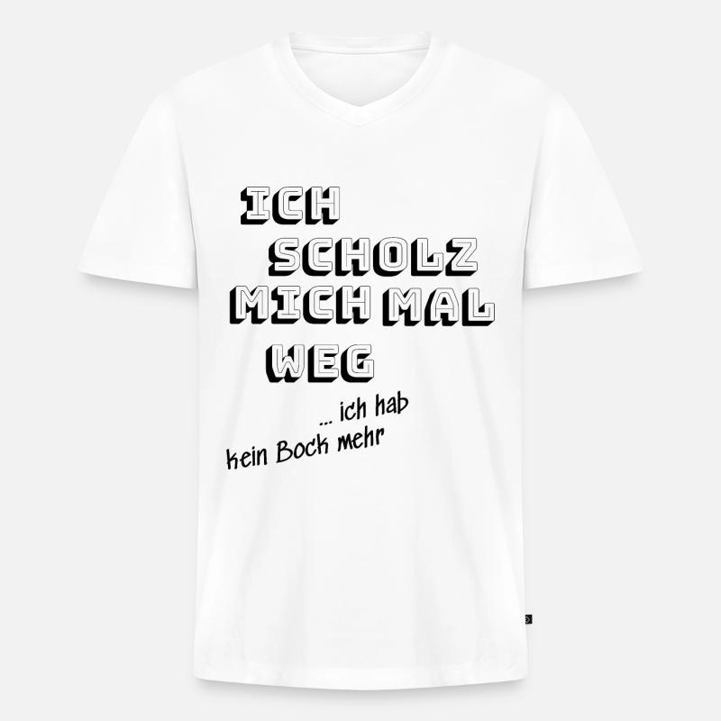 Lustiger Scholz Spruch - Männer Premium Bio T-Shirt mit V-Ausschnitt - Weiß
