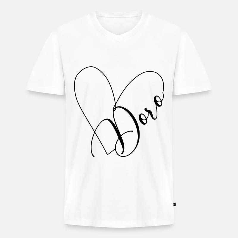 Doro Name Herzlinie - Männer Premium Bio T-Shirt mit V-Ausschnitt - Weiß