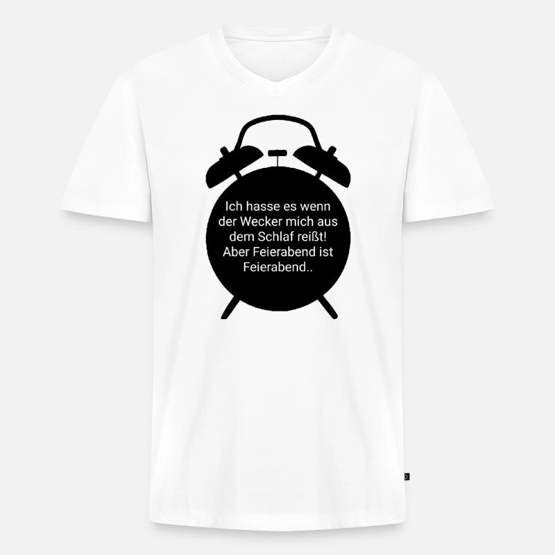Feierabend - Wecker Design - Männer Premium Bio T-Shirt mit V-Ausschnitt - Weiß