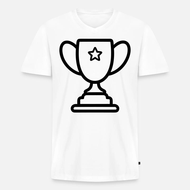 Trophäe - Männer Premium Bio T-Shirt mit V-Ausschnitt - Weiß