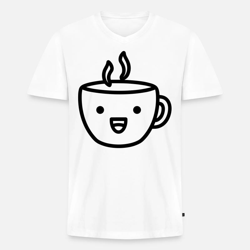 Kaffeebecher - Männer Premium Bio T-Shirt mit V-Ausschnitt - Weiß