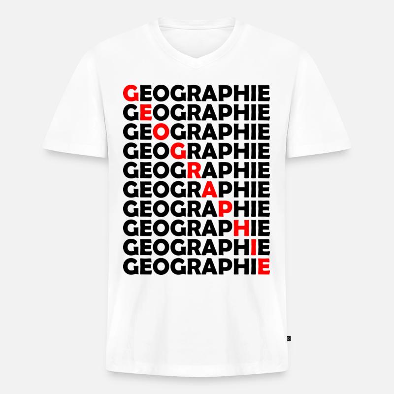 Geographie Lehrer Schule Studium - Männer Premium Bio T-Shirt mit V-Ausschnitt - Weiß