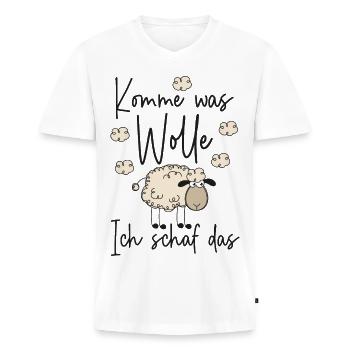 Komme was Wolle Ich schaf das - Motivation Schafe - Männer Premium Bio T-Shirt mit V-Ausschnitt - Weiß - Vorne - Nico (187cm)