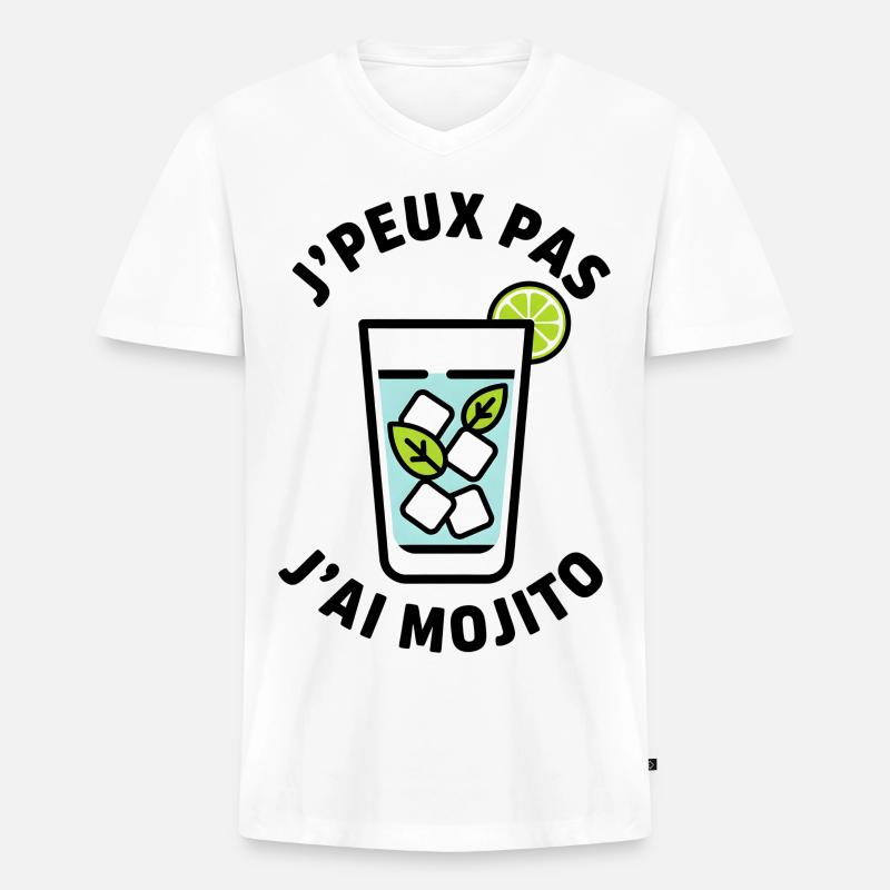 Lime Mint Eisglas - Männer Premium Bio T-Shirt mit V-Ausschnitt - Weiß