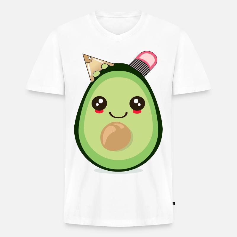 SCHULANFANG SCHULKIND AVOCADO - Männer Premium Bio T-Shirt mit V-Ausschnitt - Weiß