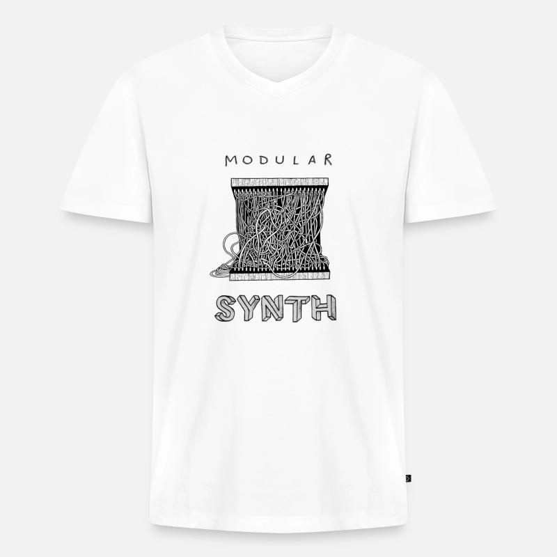Modular Synth Monochrome - Männer Premium Bio T-Shirt mit V-Ausschnitt - Weiß