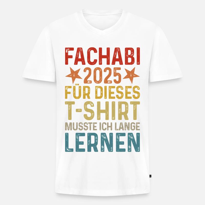 Fachabi 2025 - Männer Premium Bio T-Shirt mit V-Ausschnitt - Weiß