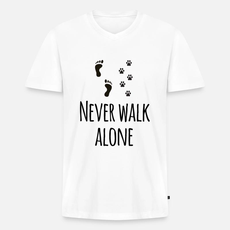 never walk alone - Männer Premium Bio T-Shirt mit V-Ausschnitt - Weiß
