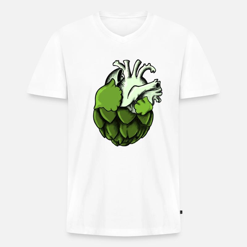 Artischockenherz - Männer Premium Bio T-Shirt mit V-Ausschnitt - Weiß