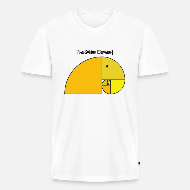 Fibonacci Elephant - Goldener Schnitt Elefant - Männer Premium Bio T-Shirt mit V-Ausschnitt - Weiß