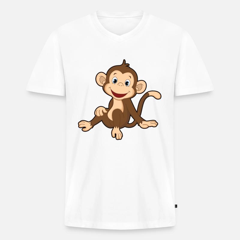 Äffchen Affe Geschenk - Männer Premium Bio T-Shirt mit V-Ausschnitt - Weiß