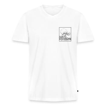 Japanisch Aesthetic Die große Welle vor Kanagawa - Männer Premium Bio T-Shirt mit V-Ausschnitt - Weiß - Vorne - Nico (187cm)