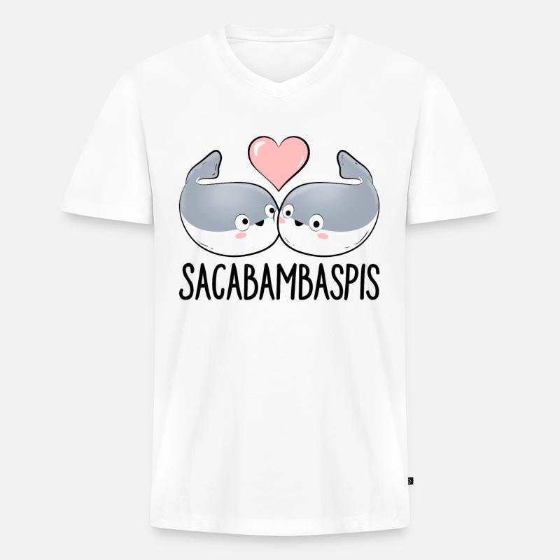 Fisch Meme Paar - Männer Premium Bio T-Shirt mit V-Ausschnitt - Weiß
