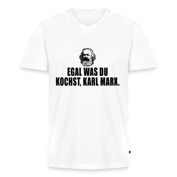 egal was du kochst karl marx - Männer Premium Bio T-Shirt mit V-Ausschnitt - Weiß - Vorne - Nico (187cm)